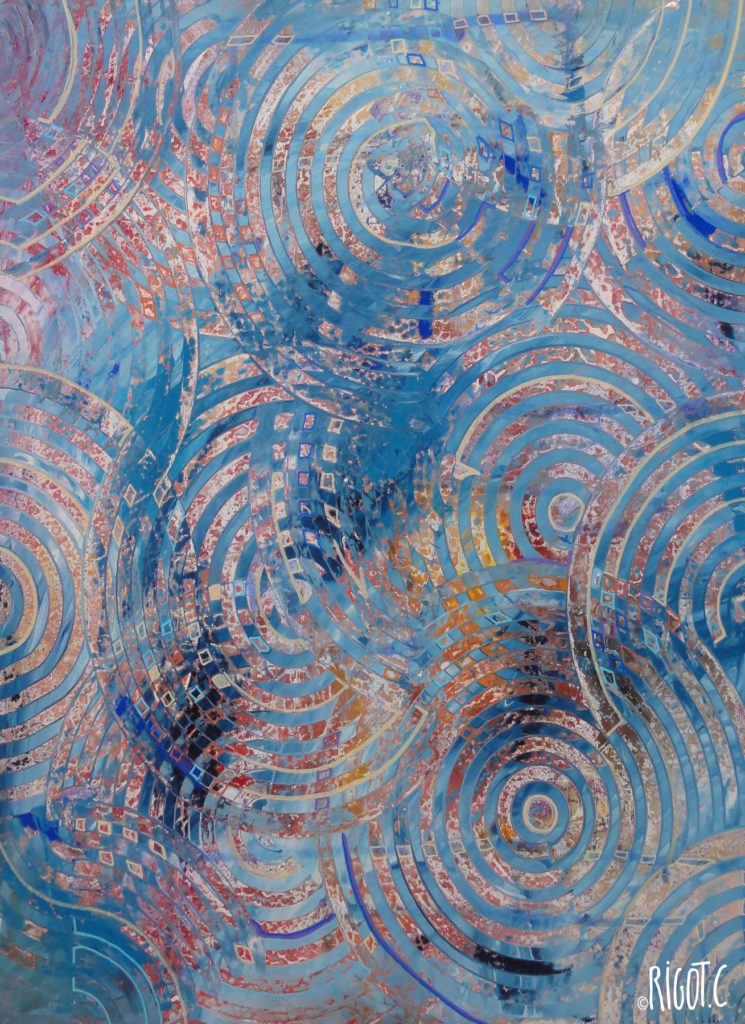 Ronds dans l'eau variation 40x50cm