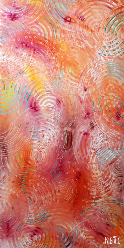 Ronds dans l'eau été  50x100 cm